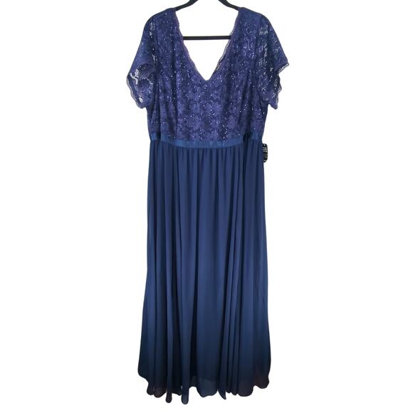 Torrid Plus Size 24 Sequin Lace Maxi Dress Navy Evening Gown NWT - Picture 8 of 12